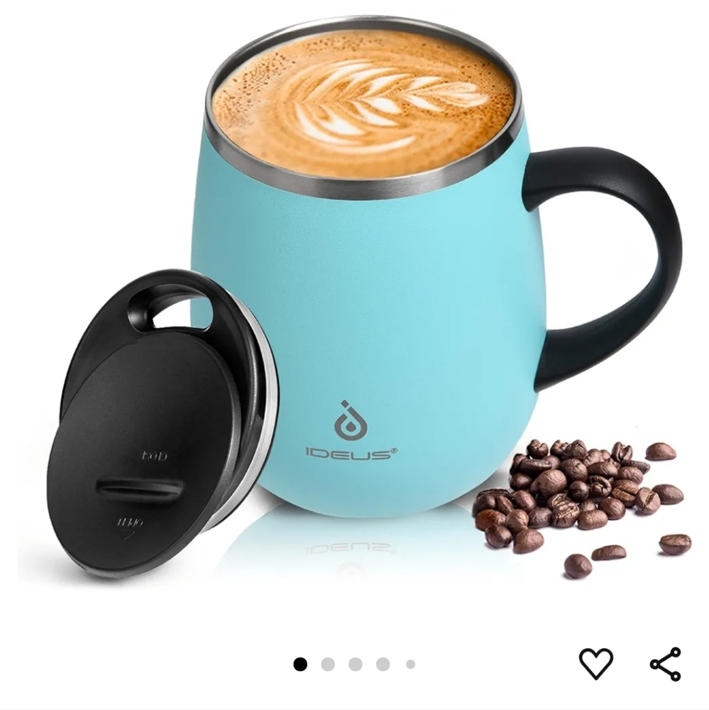 Insulated Coffe Mug with Handle and Lid - Blue